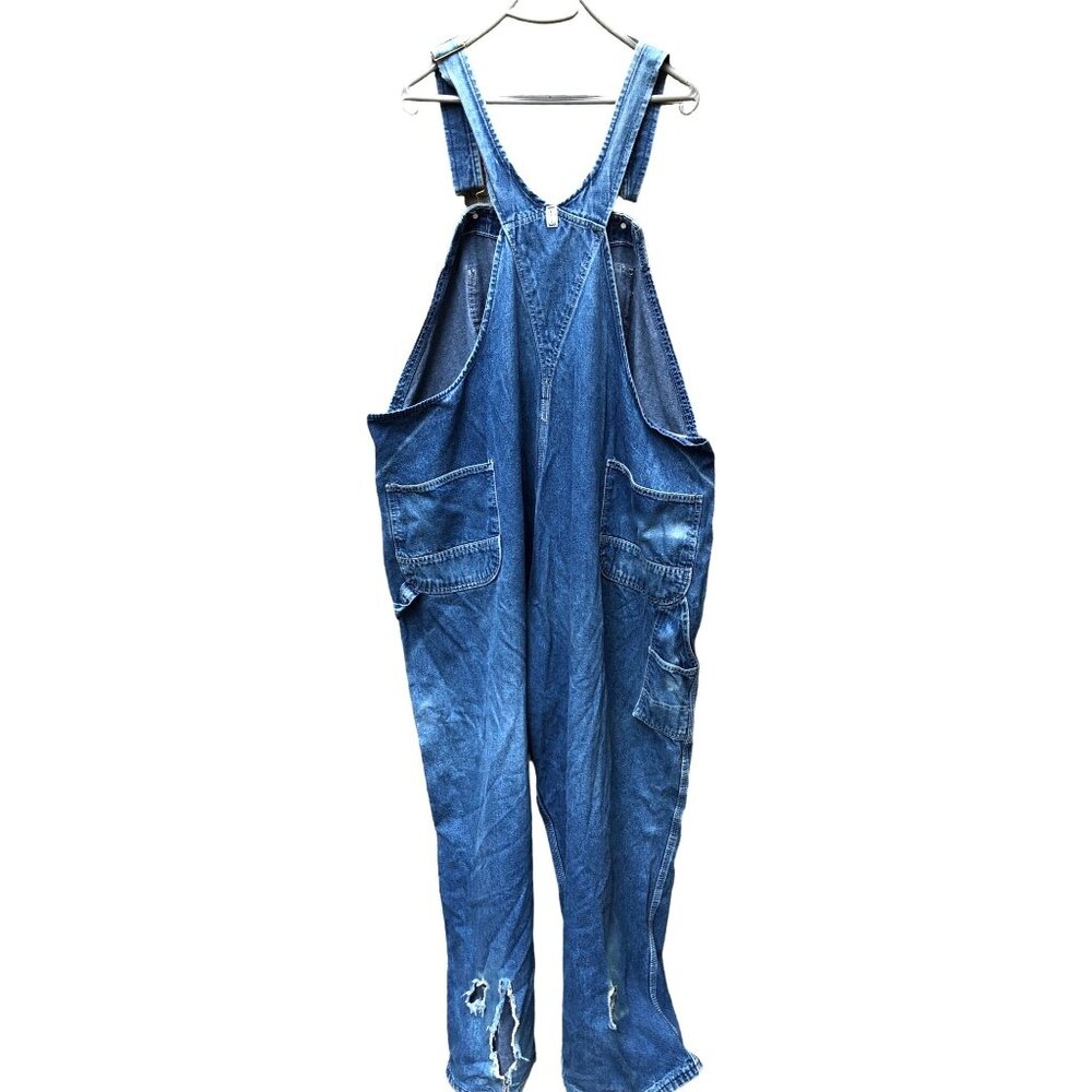 Distressed Mens Key Imperial Denim Overalls Medium Wash Size 56x32 Ranch Chore F - Picture 6 of 9